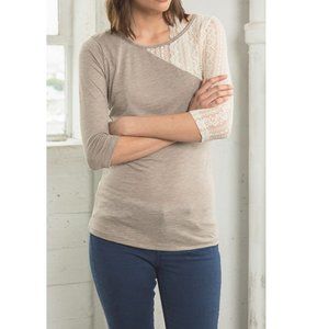 Womens Lace Design 3/4 Sleeve Top